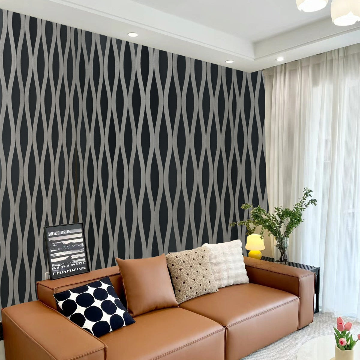 Wave Akustikwandpaneel Dunkelgrau